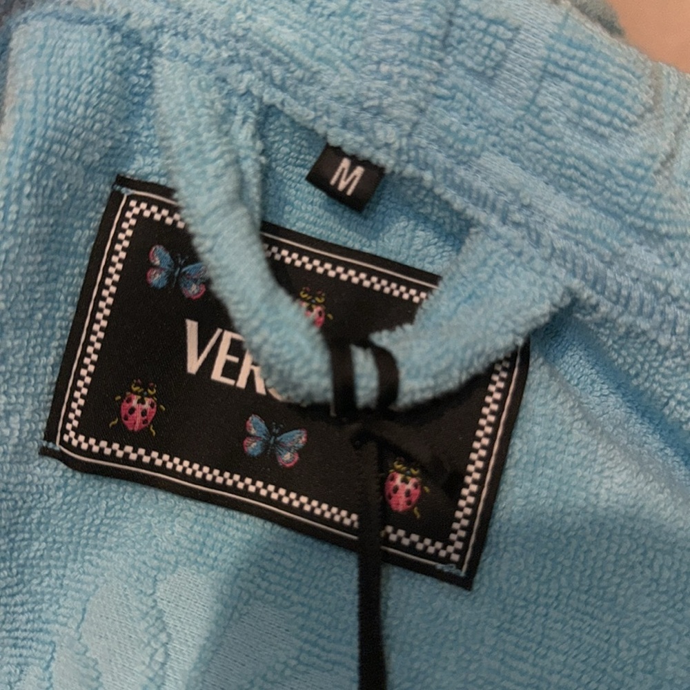 Versace Light Blue Embossed Terry Cloth Robe - Picture 5 of 5